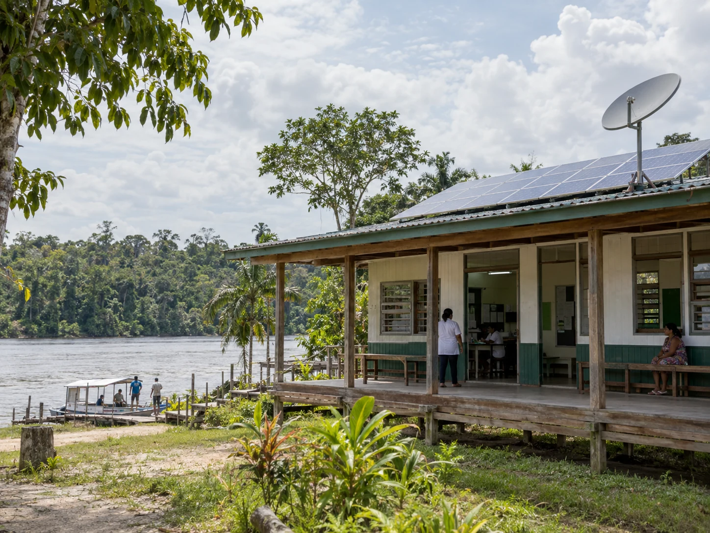 Conectividade via satélite e energia em operação na Amazônia